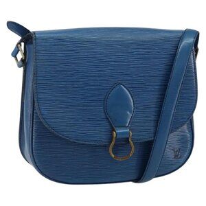 Authentic LOUIS VUITTON Epi Saint Cloud GM Shoulder Bag Toledo Blue M52195 LV